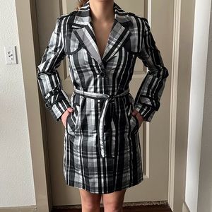 GALLERY Trench coat Raincoat black & white Size S